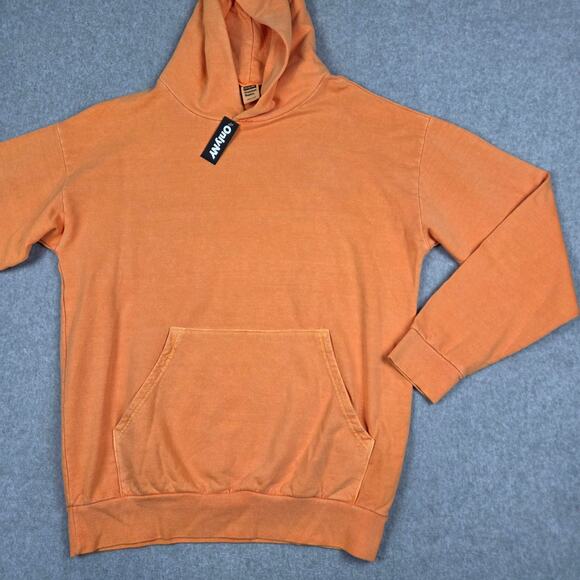 NWT Only NY Mens Large Orange Hoodie Sweatshirt FLAWED - Picture 8 of 15